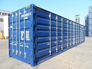 CONTENEDOR MARÍTIMO PRIMER VIAJE APERTURA LATERAL CUBO DE 40 PIES DE ALTO